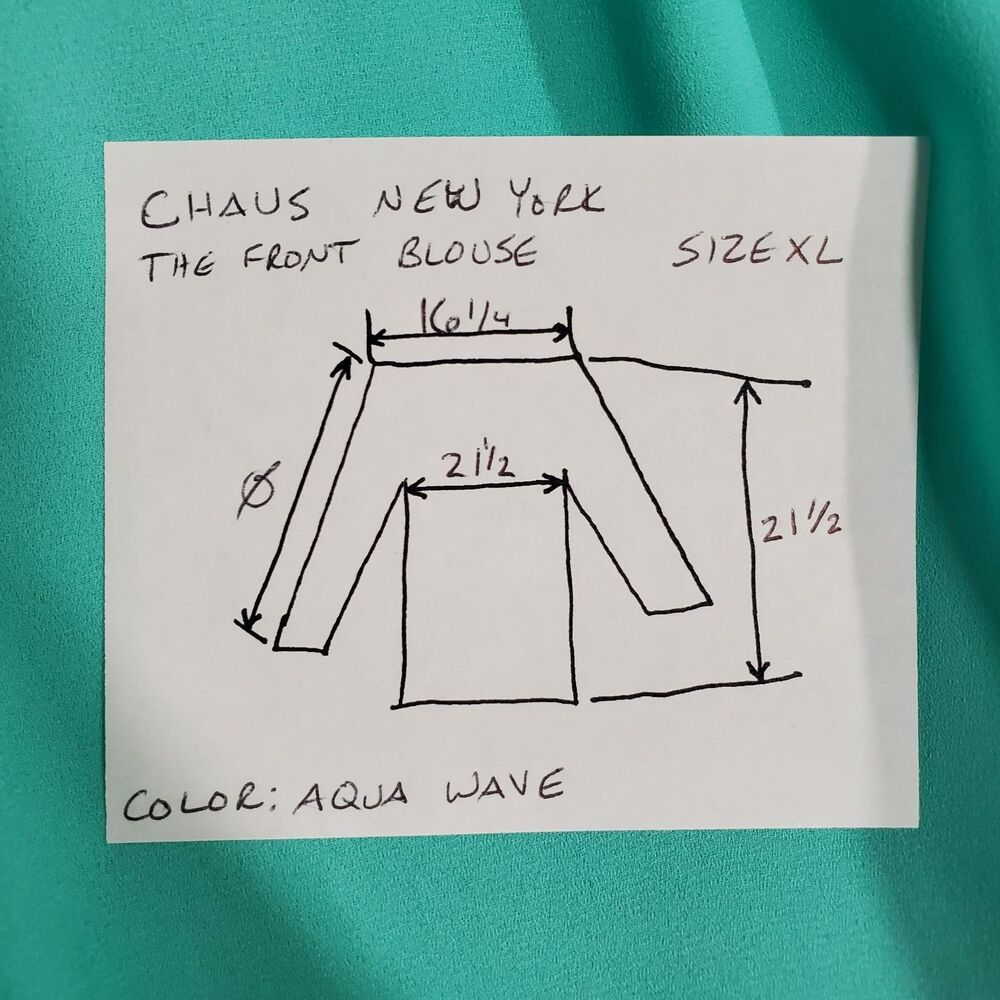 Chaus New York Womens Tie Front Aqua Blouse NWT - Picture 6 of 6